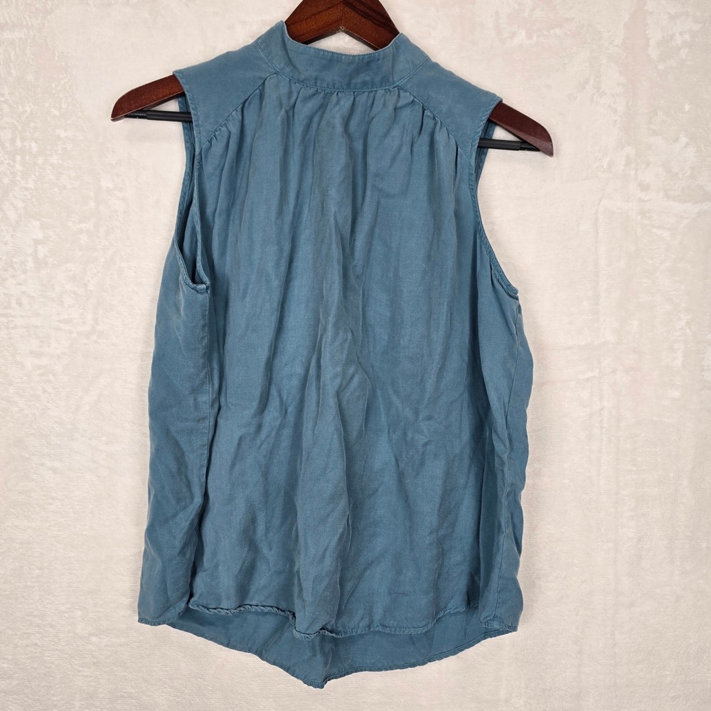 Cloth & Stone Anthropologie Slate Blue Tencel Mock Neck Sleeveless Blouse M